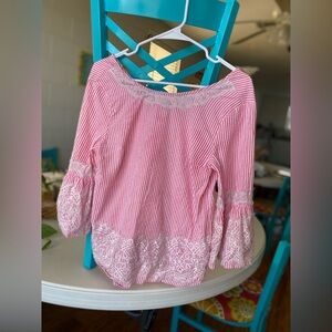 Valerie Steven’s red & white womens blouse